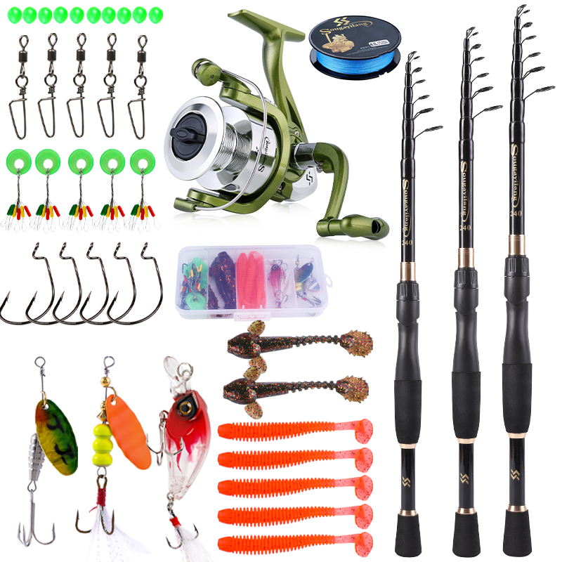 Fishing Rod Spinning - Sougayilang Set Kombo pancing 1.8-2.4m, joran